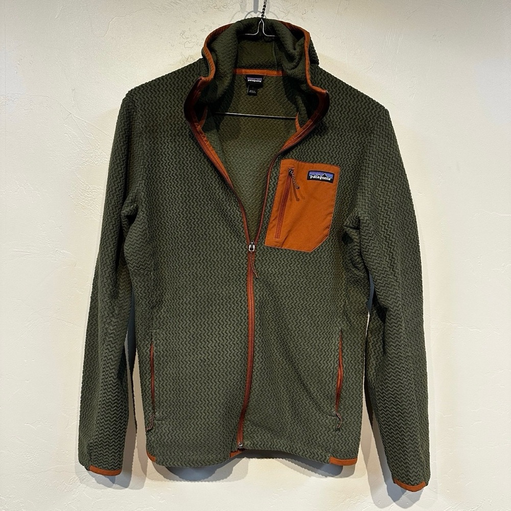 Patagonia R1 Air Fleece Olive Green and Orange Men's Jacket